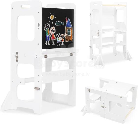Wooden Learning Tower Art.224046 White  Деревянный кухонный табурет/ступенька для малышей с доской для рисования