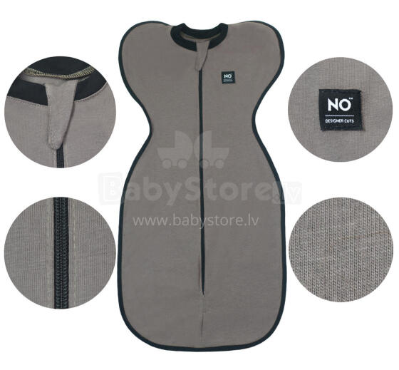 La Bebe™ NO Swaddle Up S Art.224711 Grey  Хлопковая пелёнка-спальный мешок для комфортного сна, пеленания S раз.