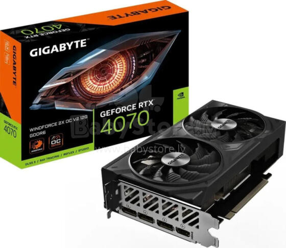 Videokarte Gigabyte GeForce RTX 4070 Windforce 2X OC V2 12 ГБ GDDR6 (GV-N4070WF2OCV2-12GD)