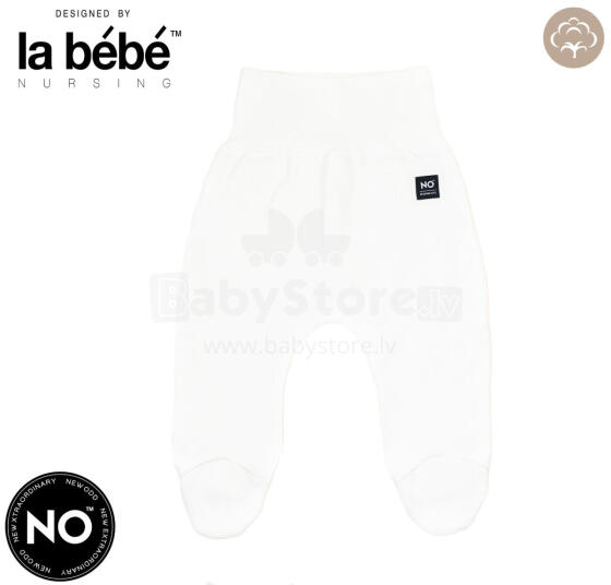 La Bebe™ NO Baby Pants Art.225949 White Zīdaiņu bikses ar plato jostu un pēdiņam no kokvilnas