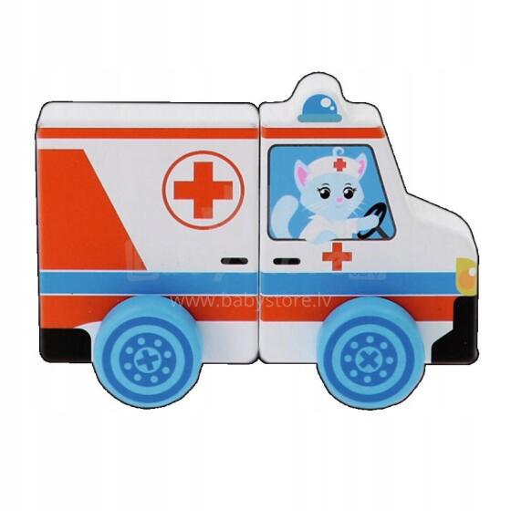 Trefl Magnetic Vehicle Ambulance Art.61787  Деревянная машинка Скорая помощь