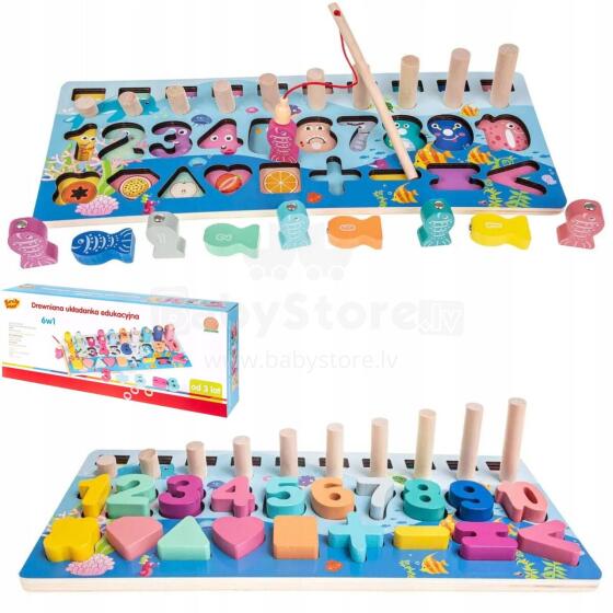 Smily Play Montessori 6 in 1  Art.SP84019 Деревянный пазл Монтессори