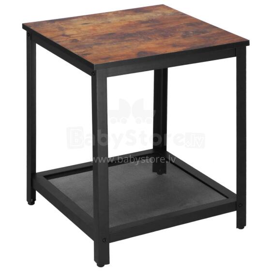 Square coffee table with shelf Springos HF0026, 45x45x55 cm, loft style, black/brown