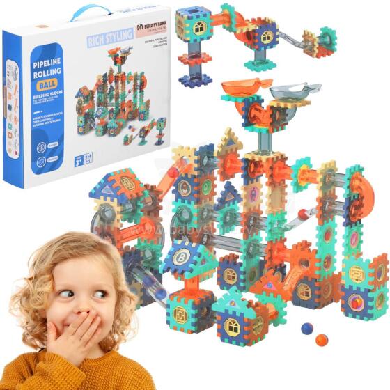 Construction and assembly blocks for children Springos KG0039, 246 pcs, colorful marble run
