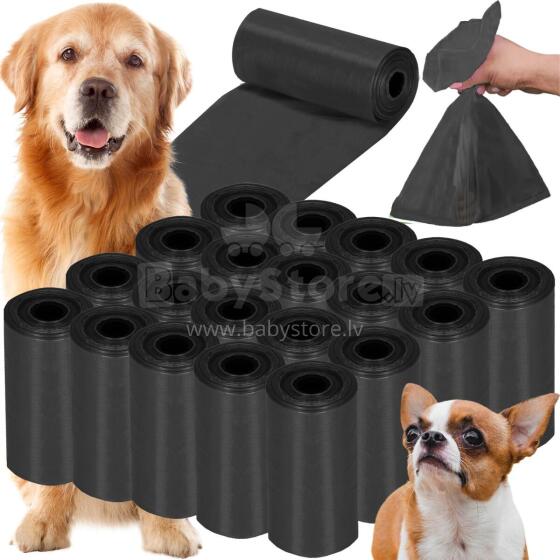 Dog waste bags Springos PA0254, 360 pcs, 20 rolls of 18 bags, black