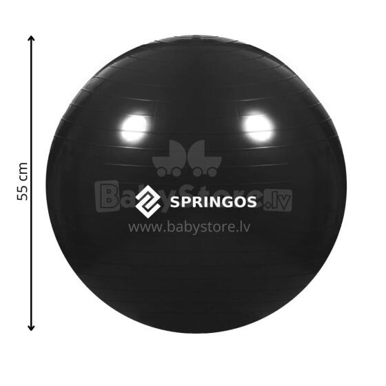 Fitnesa vingrošanas bumba ar pumpi Springos FB0013, 55 cm, melna