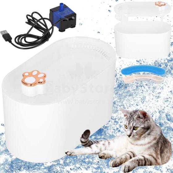 Cat and dog water dispenser Springos PA0315, pet fountain 3 L, illuminated, waterproof IPX8, white
