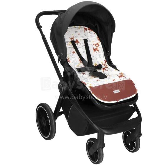 Stroller insert Springos SB0056, 37x78 cm, reversible mat, animal pattern, gray/white/brown/multicolor