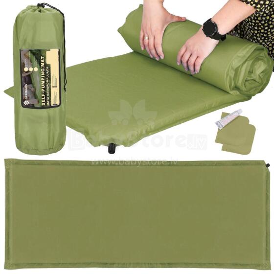 Self-inflating camping mat Springos PM046, 180 cm, with cover, green