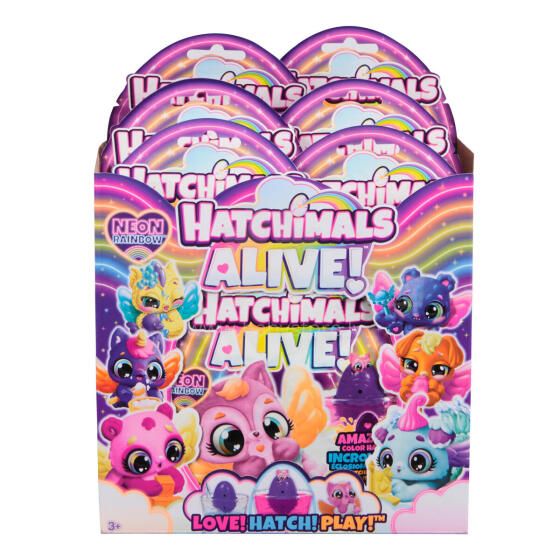 HATCHIMALS Alive Dzīvnieciņi neona varavīksnes krāsās necaurspīdīgajā iepakojumā
