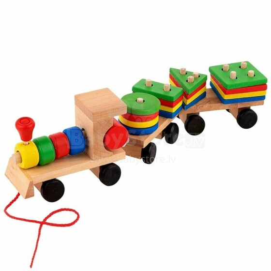 Ikonka Wooden Train  Art.KX7459 Attīstošā rotaļlieta-vilciens ar figūram