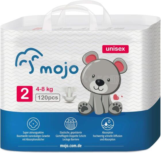 Mojo Baby Nappies Art.121310 Ekoloģiskās autiņbiksītes  2 izmērs, 4-8 kg