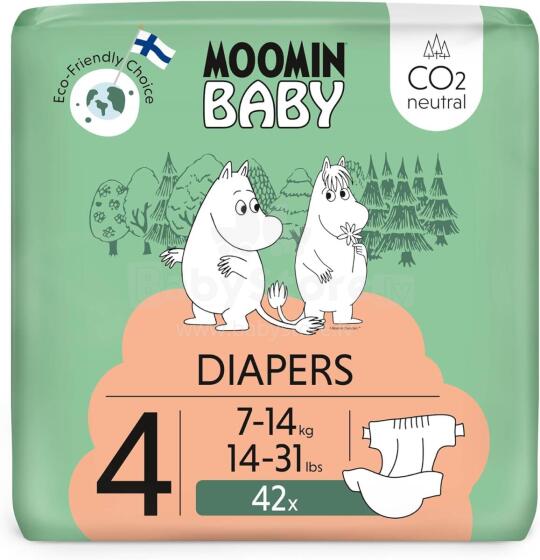 Moomin Baby Eco Nappie Art.226553  Экологические подгузники-трусики 4 размер,7-14 кг