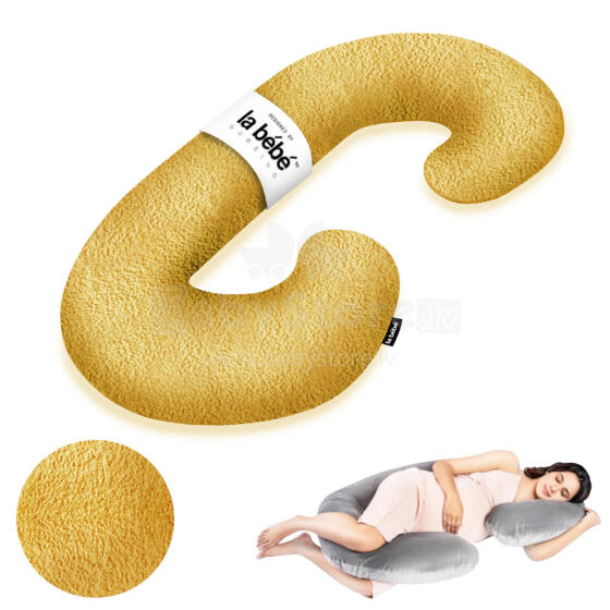 La Bebe™ Maternity Pillow Sì -Duo Art.227025  Kokvilna audums, zeltains. Daudzfunkcionāls spilvens/pakavs grūtniecēm, ar memory foam