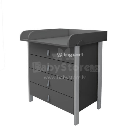 La Bebe™ Scandi Art.227081 Graphite/Grey Kumode ar koka pārtināmu virsmu