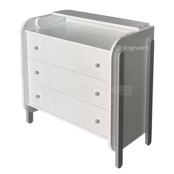 La Bebe™ Nika Art.227084 White./Grey Kumode ar koka pārtināmu virsmu