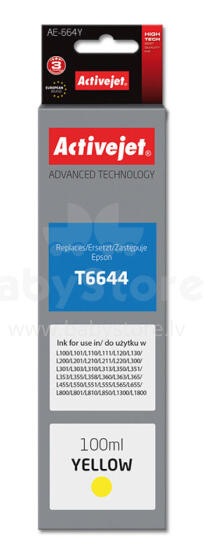 Activejet AE-664Y tinte Epson printerim, Epson T6644 nomaiņa; Augstākā; 100 ml; dzeltens