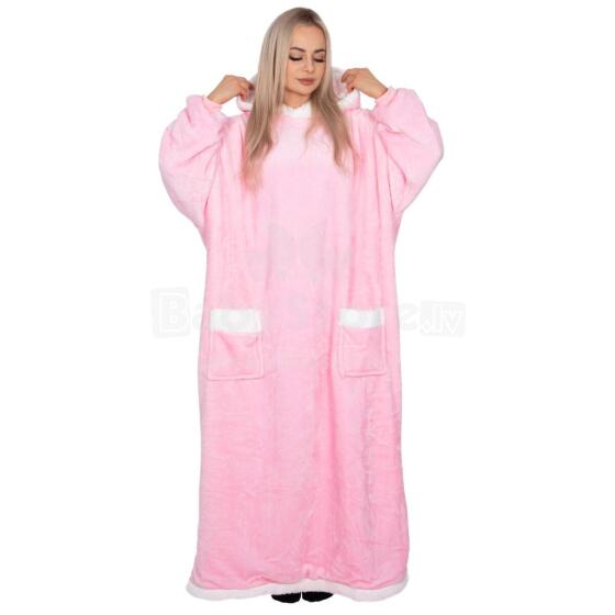 Одеяло с капюшоном большого размера hoodie blanket Springos HA7329  розовое