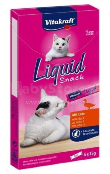 VITAKRAFT Cat Liquid Snack - жидкое лакомство для кошек: утка, бета-глюкан 6 шт.