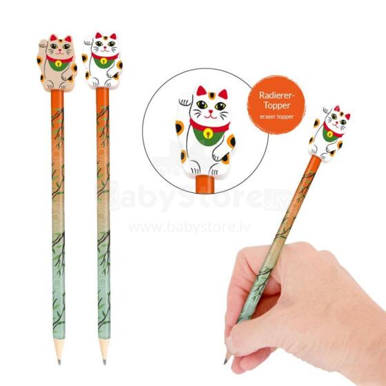 Lucky Cat - Pencil & Eraser - Lucky Cat -, 2 assorted