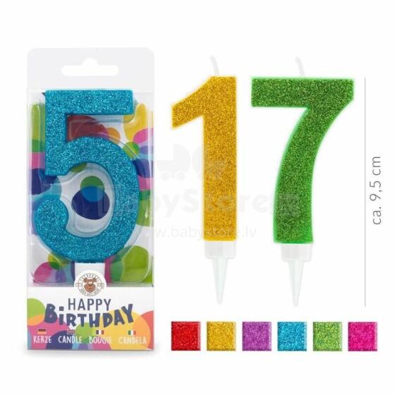 Birthday Fun - numbers 0-9 glitter maxi candles, assortment