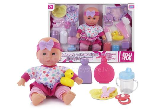 ARTIKULS 121692 EDU&amp;FUN Mazuļu lelle ar kopšanas piederumiem 32 cm