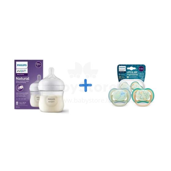 AVENT SCY900/01+SCF376/18 Pudele + knupīšu komplekts