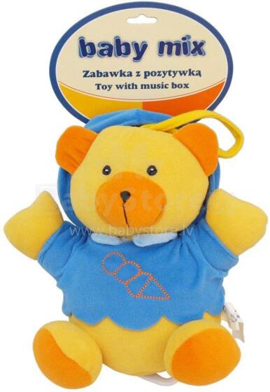 BABY MIX TK/P/1034-0300 Plush music box Teddy bear in a blue jacket 17218