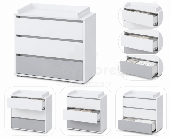 Klups Dalia Art.233071 White/Grey kumode ar koka pārtināmu virsmu