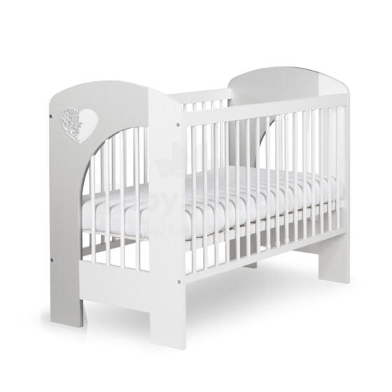Klups Nel Heart Art.233094 Ash-White Children's wooden crib 120x60cm