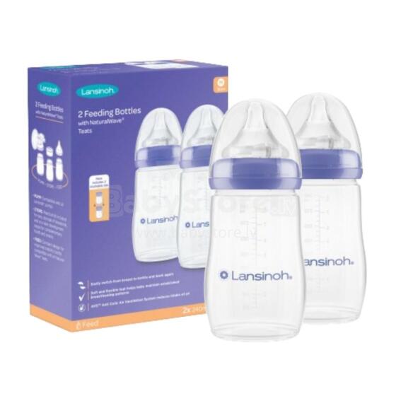 Lansinoh  Bottles with NaturalWave® Teat GB Art.75850 Бутылочка для кормления 2x240 мл с соской Natural/Wave