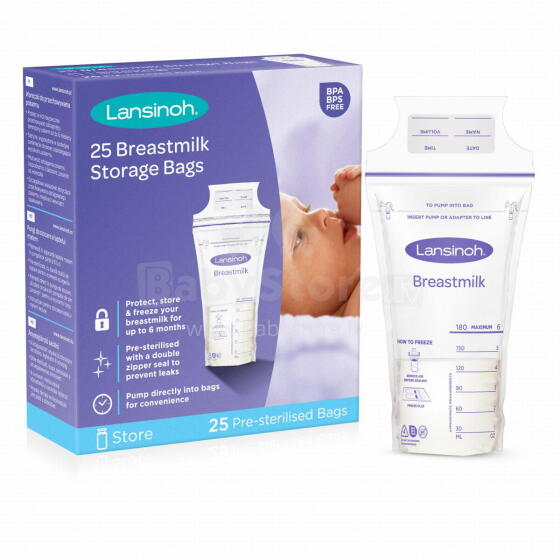 Lansinoh Breastmilk Storage Bag Art.44204 Пакеты для хранения продуктов 25 шт.180ml