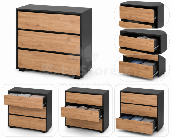 Klups Dalia Art.233197 Anthracite/Oak kumode ar koka pārtināmu virsmu