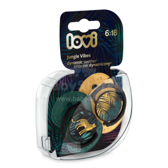 LOVI 22/903 Dynamic silicone pacifier 6-18m 2pcs Jungle Vibes Boy