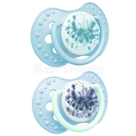 LOVI 22/918 Динамическая силиконовая пустышка 3-6 м 2 шт. Tie Dye Blue Boy