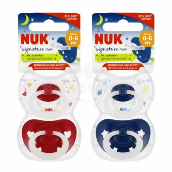 NUK 175270 Силиконовая пустышка SIGNATURE NIGHT 0-6 мес.