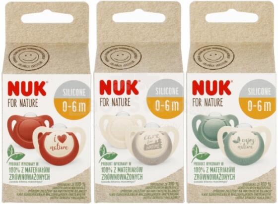 NUK 730763 Силиконовая пустышка 0-6 мес. FOR NATURE 2 шт.
