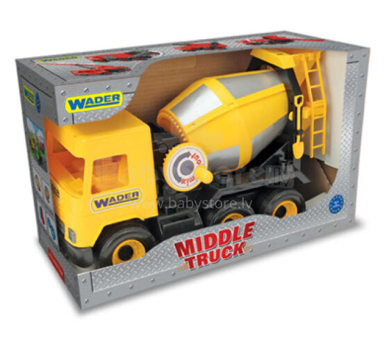 WADER 32124 Middle Truck - Dzeltens betona maisītājs kastē