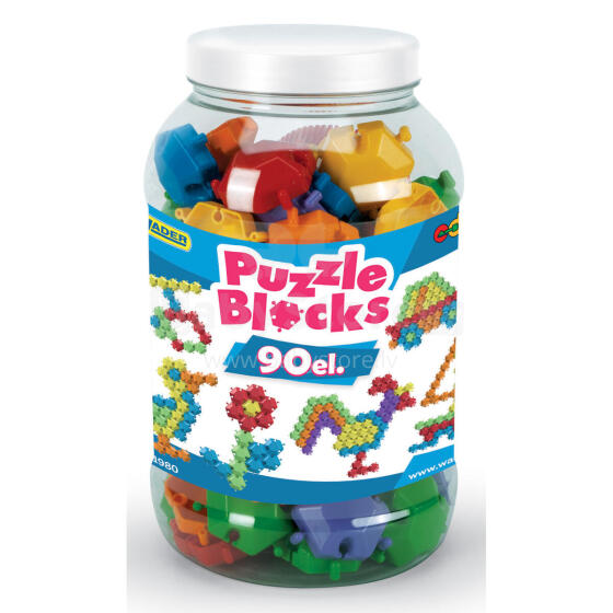 WADER 41980 Blocks Puzle liela burciņa 90 gab.