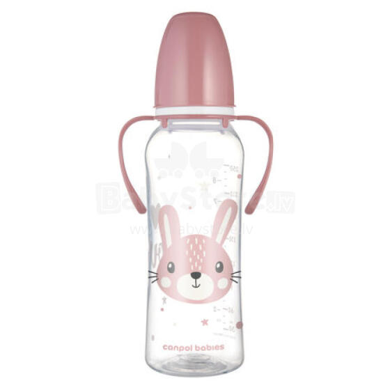 CANPOL 11/845 Стандартная бутылка с ручками 250 мл CUTE ANIMALS розовый