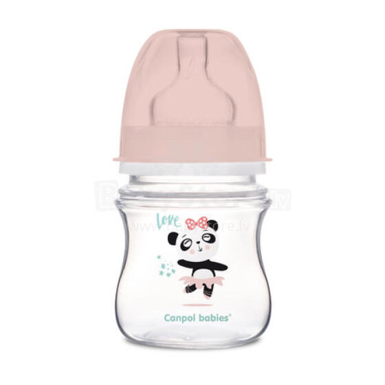 CANPOL 35/220 EasyStart Exotic plaša kakla pudele pret kolikām 120 ml rozā
