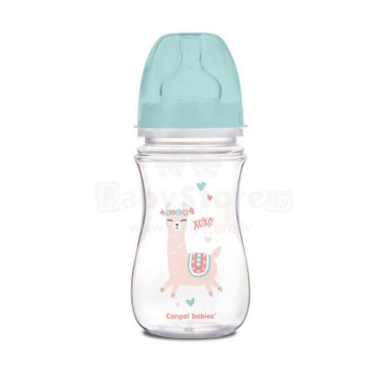 CANPOL 35/221 EasyStart Exotic широкая антиколиковая бутылочка 240 мл зеленая