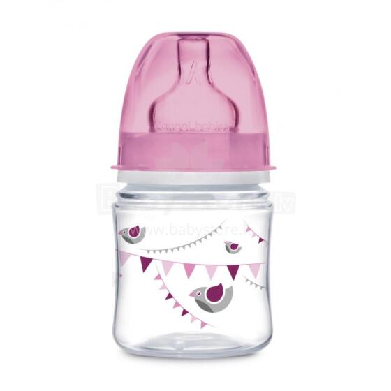 CANPOL 35/228 Plaša pretkoliku pudelīte 120 ml PP Easy Start Let's pink