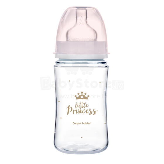 CANPOL 35/234 Plaša pretkoliku pudelīte 240ml Easy Start Royal rozā