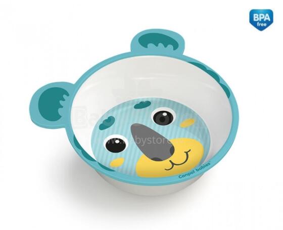 CANPOL 4/520 Melamine anti-slip bowl with ears Hello Little green