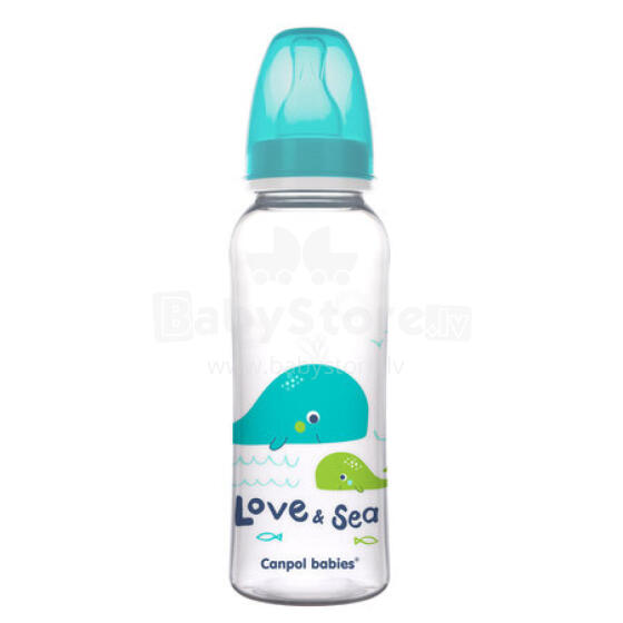 CANPOL 59/400 Узкий флакон 250 мл PP LOVE&amp;SEA бирюзовый