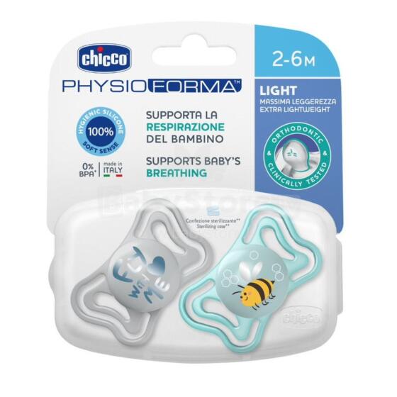 CHICCO 00071037210000 Pacifier PHYSIO LIGHT 2-6M sil 2 pcs blue