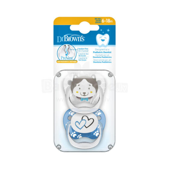 Dr. Browns PV22015 PreVent Ортодонтическая пустышка BUTTERFLY 6-12 м Animal Collection Blue 2pack