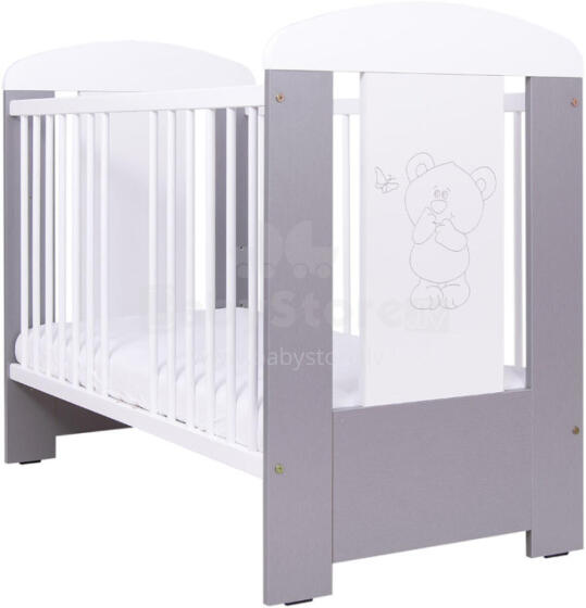 DREWEX BEAR AND BUTTERFLY bed silver-white drop side 120x60 cm N