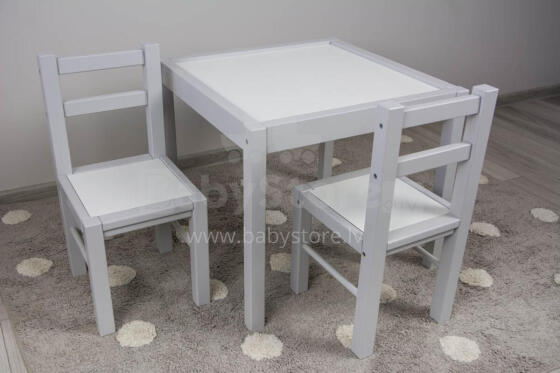DREWEX Set of table + 2 chairs white/gray